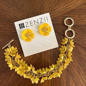 Zenzii yellow flower earrings & bracelet